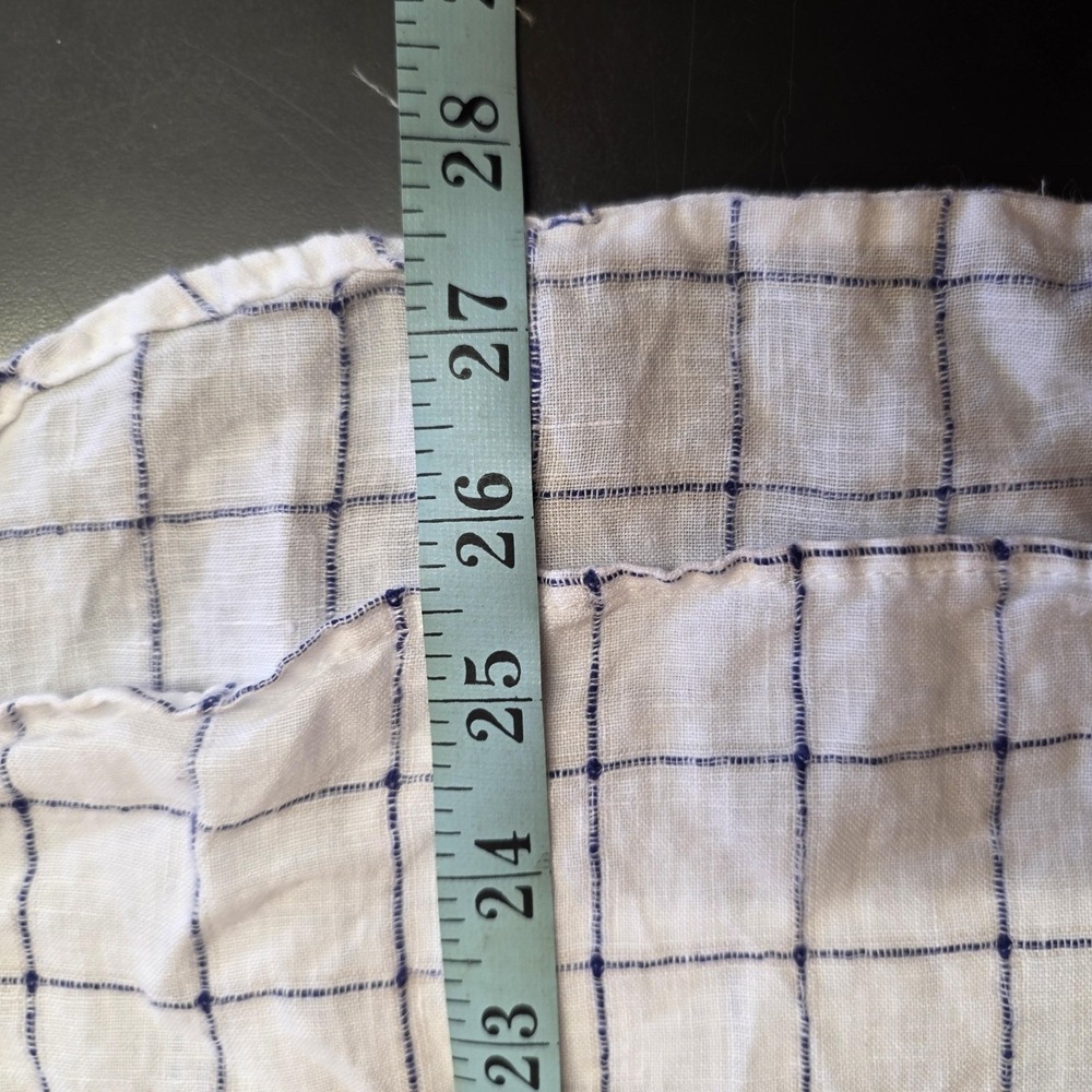 Tahari 100% Linen Tunic Top Women S White Check Collared Beachy Resort Lagenlook - Picture 7 of 8